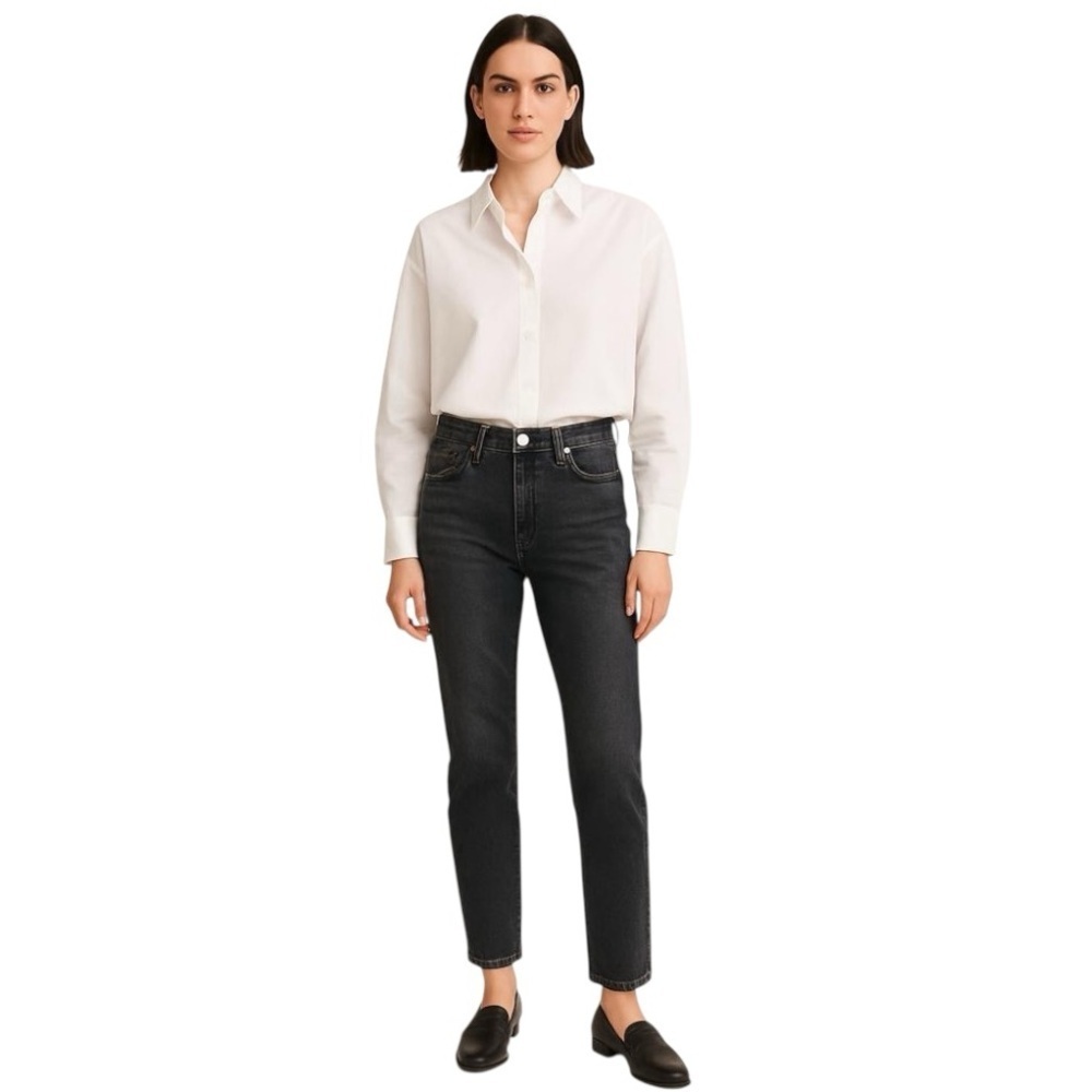 Trave Constance Straight Tapered Button Fly Jeans in Faded Black size 26